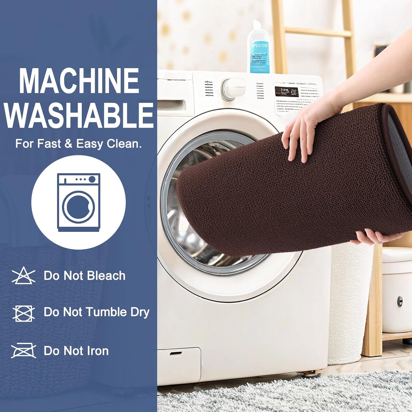 OLANLY Thick Memory Foam Bath Mat Rug 59x20, Extra Soft Absorbent Bathroom Rug, Quick Dry Bath Mats, Non-Slip, Machine Washable Carpet for Bathroom, Tub and Shower, Home Decor Accessories, Brown