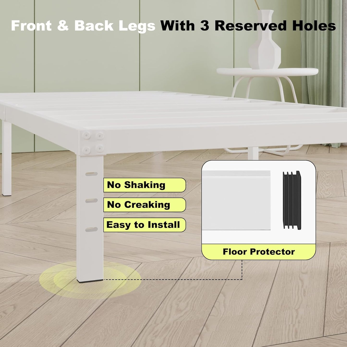 12 Inch Twin Bed Frames, Heavy Duty Metal Twin Platform Bed Frame, No Box Spring Needed, Easy Assembly, Noise-Free, White
