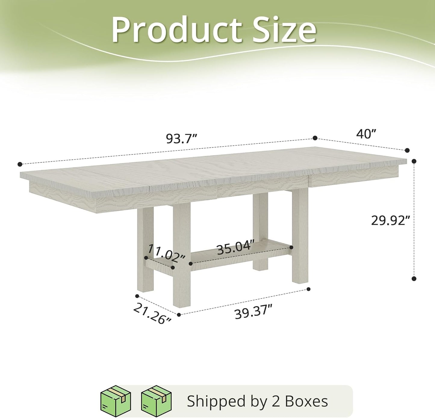 Solid Wood Extendable Farmhouse Dining Table for 4-6, Space-Saving Design for Home Kitchen and Dinner, Grey