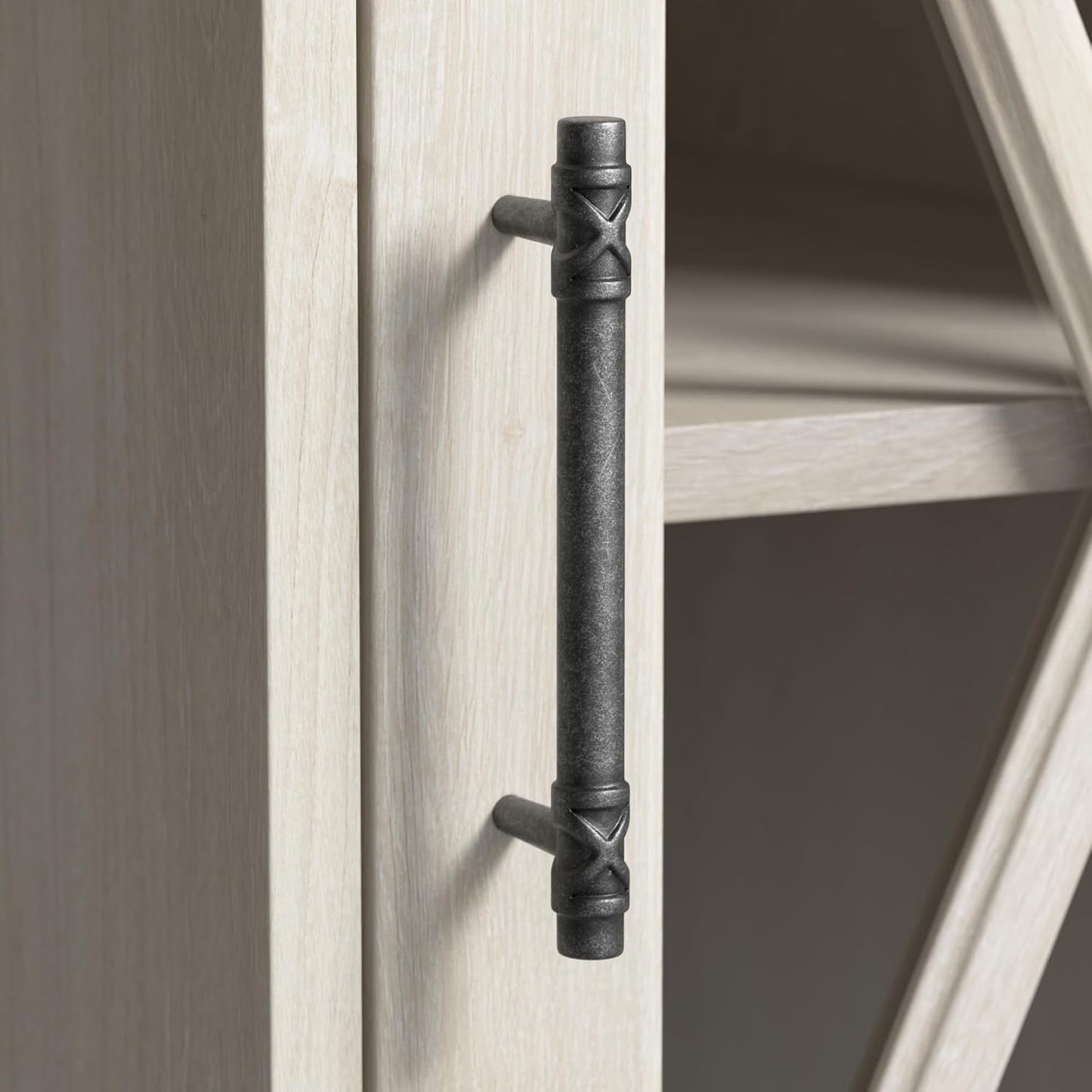 Bush Furniture Lennox Small Farmhouse End Table with Storage in Linen White Oak | Living Room Organization