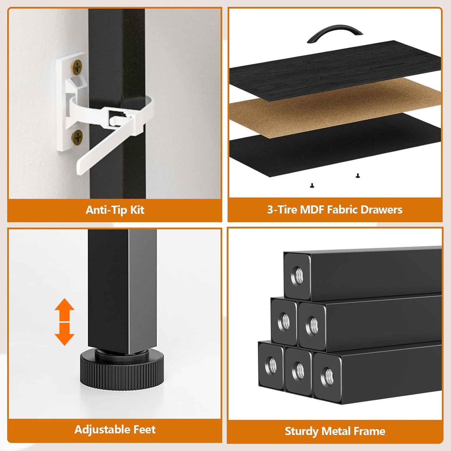 Furnulem Dresser for Bedroom with 9 Large Drawers for 55'' Long Chest TV Stand Entertainment Center, Wood Shelf Storage for Living Room, Dorm, Closet, Entryway, Sturdy Metal Frame(Black Oak)