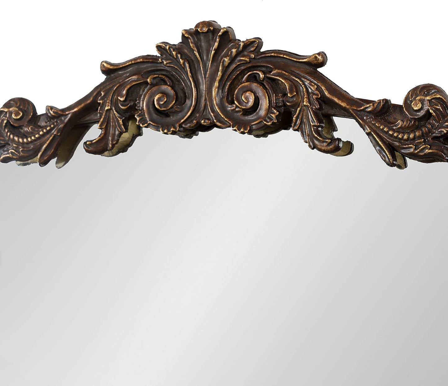 Kate and Laurel Arendahl Ornate Traditional Arched Mirror; 36 x 29; Bronze; Decorative Baroque Style Arched Wall Mirror with Wide Frame and Ornamental Crown