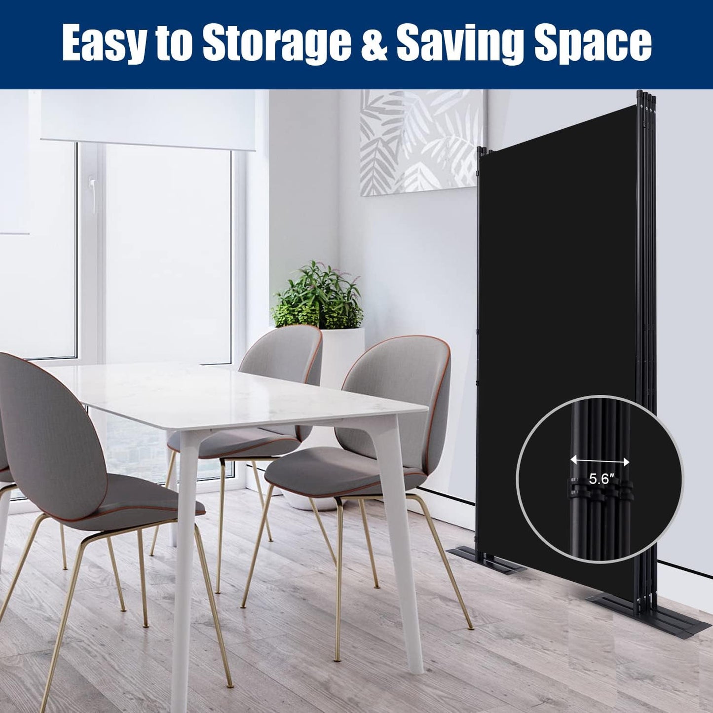 Room Divider 6FT Portable Room Dividers and Folding Privacy Screens, 136'' W Fabric Divider for Room Separation, 4 Panel Partition Room Dividers Freestanding Wall Divider Screen for Dorm Studio Office