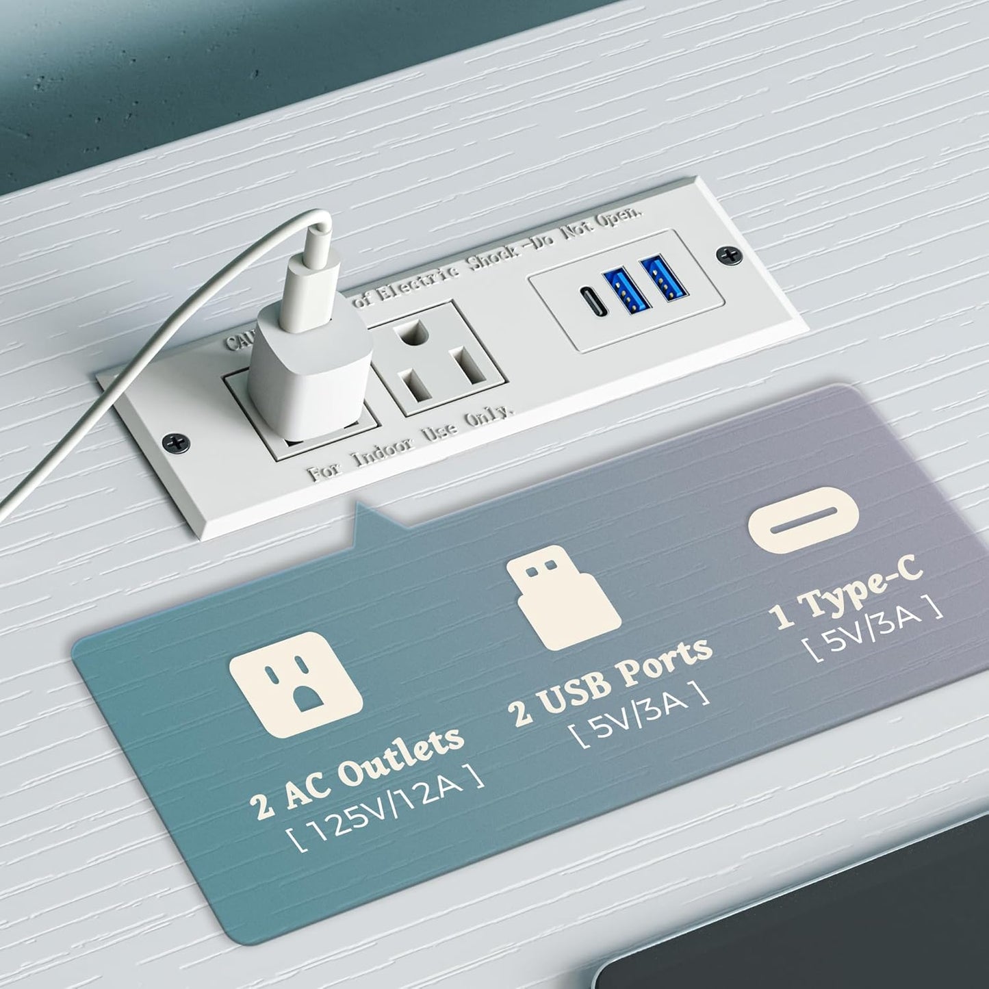 Huuger Dresser for Bedroom With Power Outlets and LED Lights, 7 Drawers TV Stand for 55 Inch TV, 47 Inches TV Console With Open Shelf, Wide White PU Leather