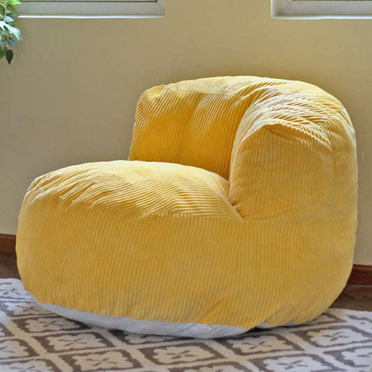 N&V Large Crescent Bean Bag Chair, Adult Size Bean Bag Sack, Foam Filling, Soft Premium Corduroy Bean Bag for Living Room Bedroom Dorm and Office (Tuscany)