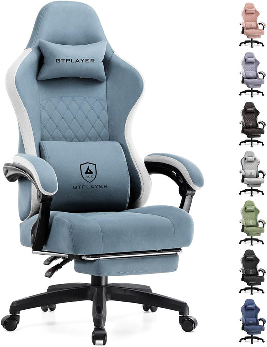GTPLAYER Gaming Chair, Computer Office Chair with Pocket Spring Cushion, Linkage Armrests and Footrest, High Back Ergonomic Computer Chair with Lumbar Support Task Chair with Footrest
