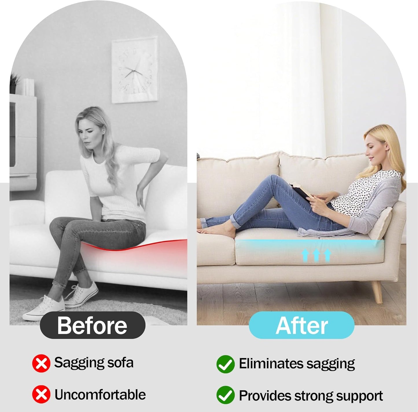 Tromlycs Couch Cushion Support for Sagging Cushions Sofa Seat Support Under Arched Foam Sag Repair 20x24 inch Blue, Set of 1