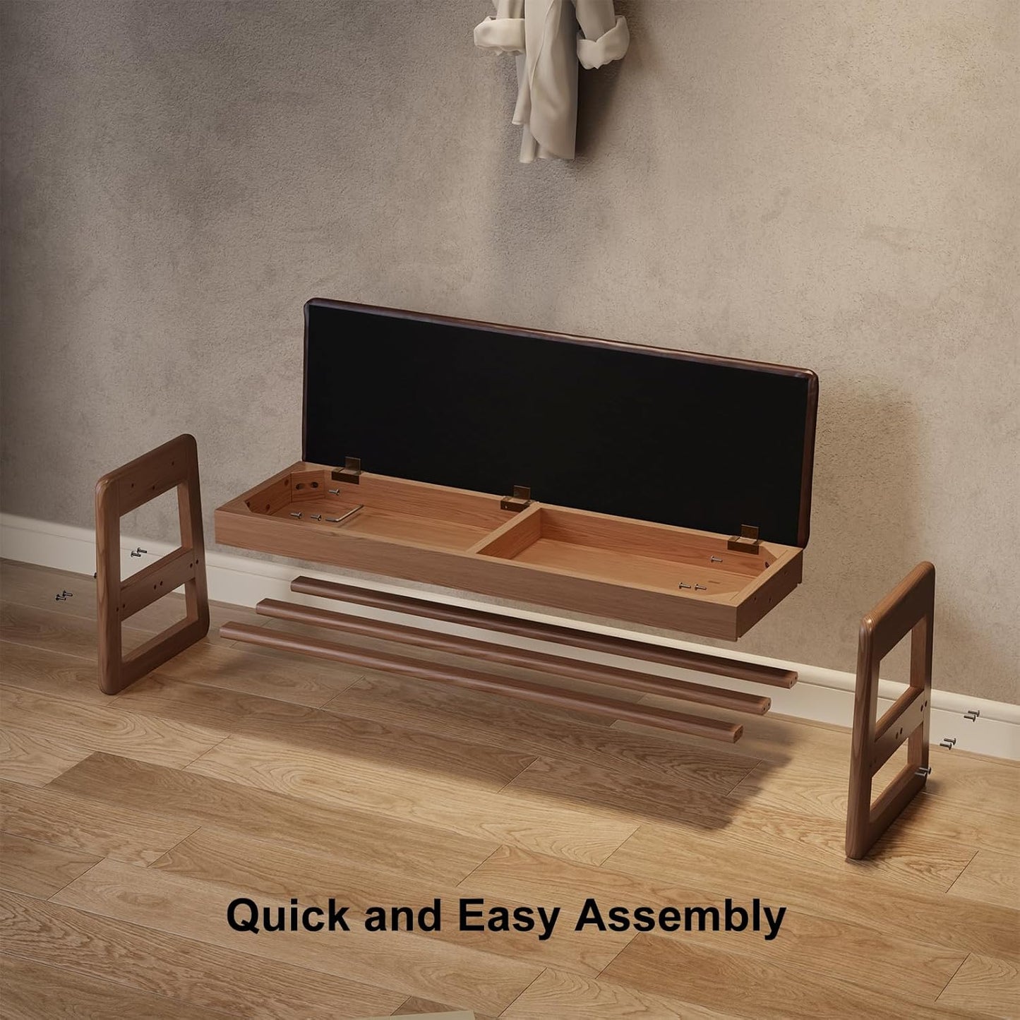 Shoe Rack Bench with Cushion, 2 Tiers Shoe Bench with Flip-Top Storage,Wood Shoe Rack for Entryway,Hallway（Walnut,31.5"）