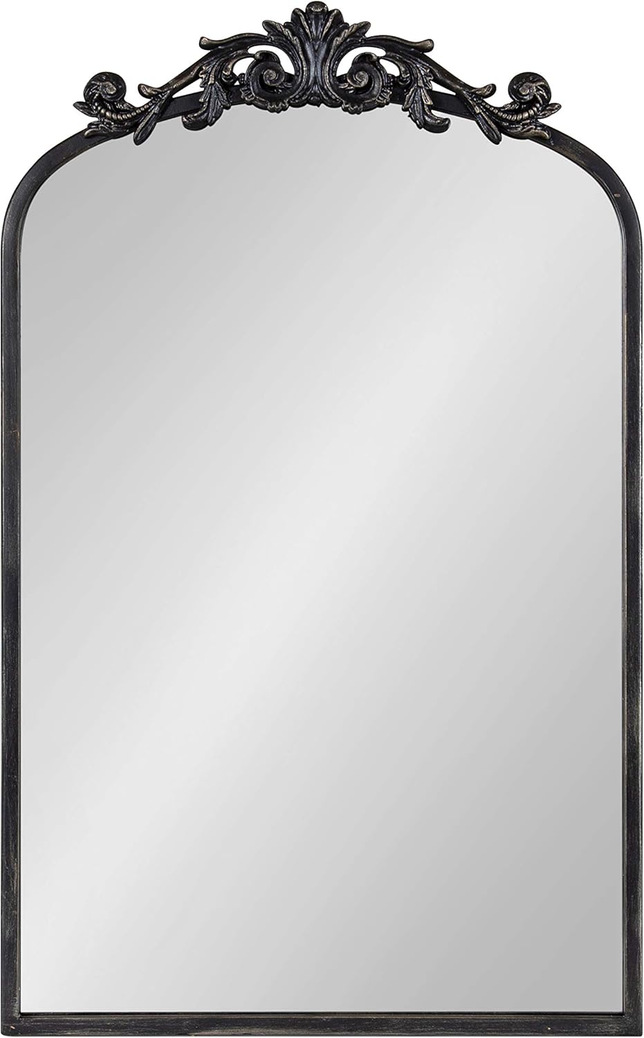 Kate and Laurel Arendahl Traditional Arch Mirror, 19 x 30.75, Antique Black, Baroque Inspired Wall Decor