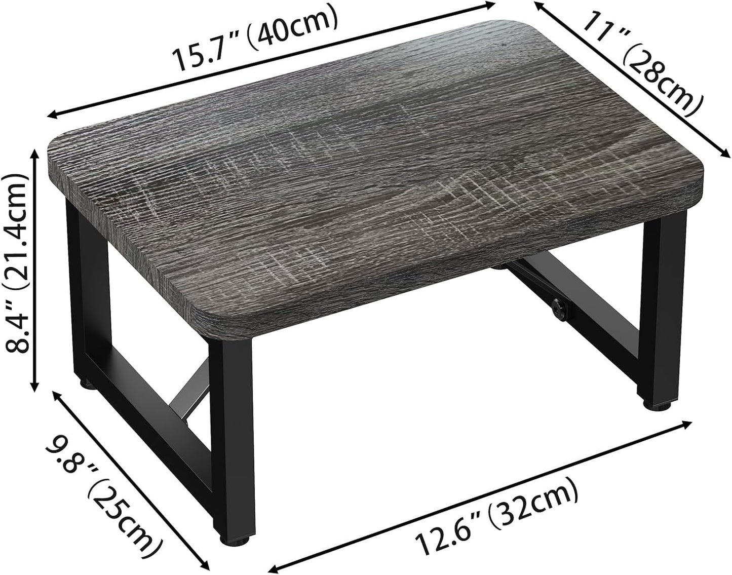 One Step Stool, Wooden Foot Stool for Adults, Small Stepping Stool for Bed and Closet, Heavy Duty Step for Kitchen, Dorm, and Indoor Use, Dark Gray