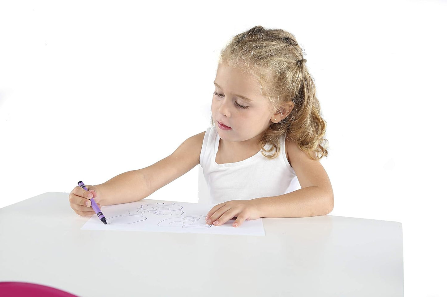 Humble Crew Kids Wooden Table and 4 Chairs Set, White/Purple/Pink - Kids Table and Chair Set for Toddlers and Children for Arts, Crafts, and Snack Time - Sturdy, Durable Toddler Activity Table