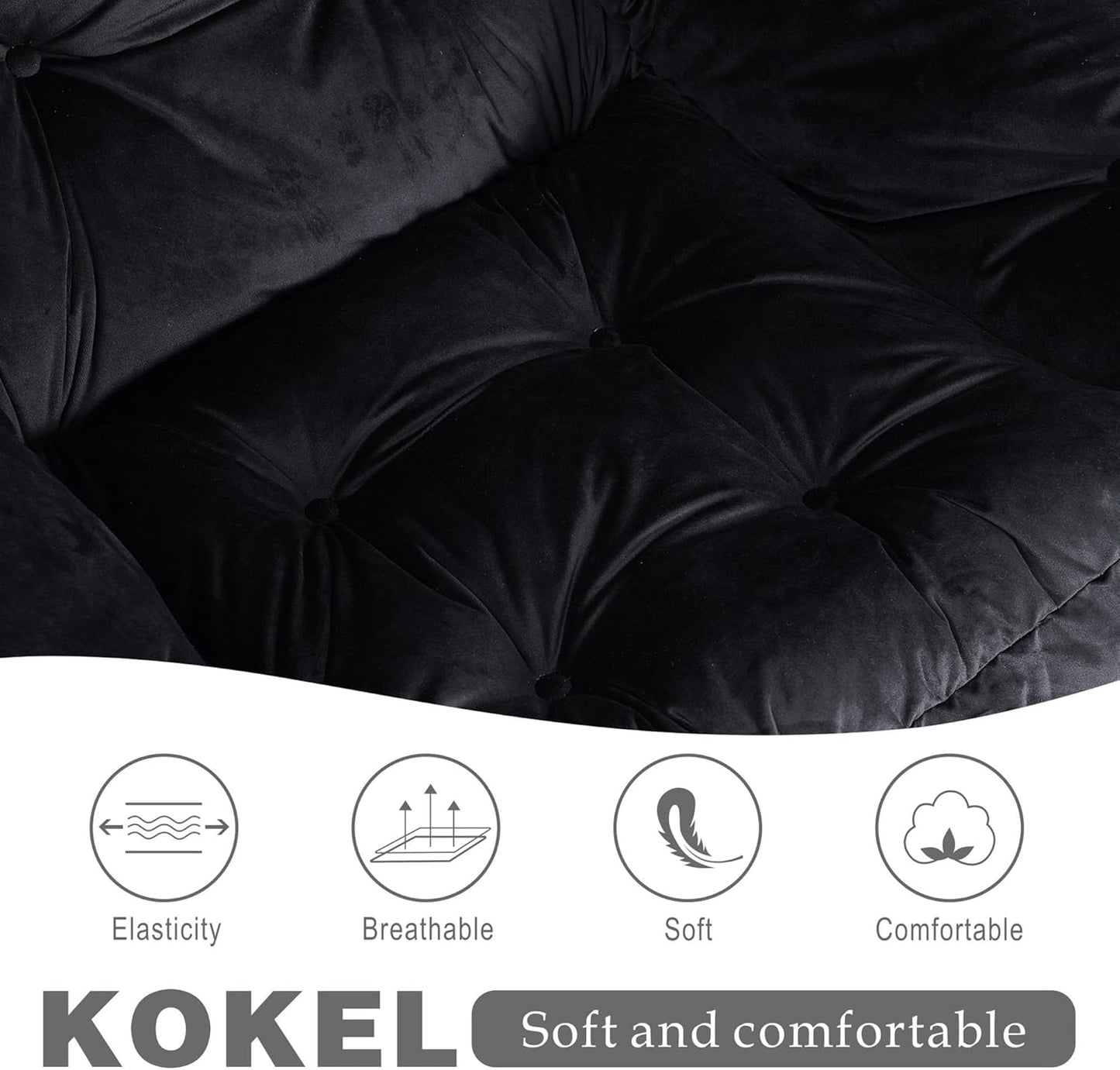 Lazy Chair with Folding Ottoman,Living Room Chairs, Accent Contemporary Lounge Chair, Single Steel Frame Leisure Sofa Chair with Armrests and A Side Pocket (Black)