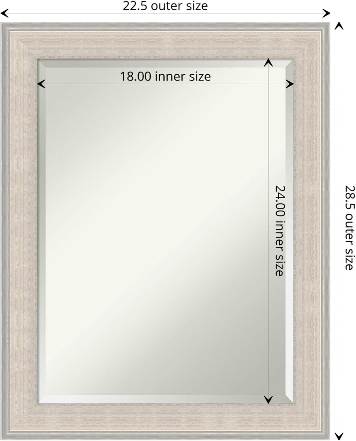Amanti Art White Bathroom Mirror for Over Sink, 29x23 Cottage White Silver Rectangle Vanity Mirror, Medium Coastal Wood Frame, Hangs Horizonally and Vertically, Bathroom Wall Decor, Beveled Edge