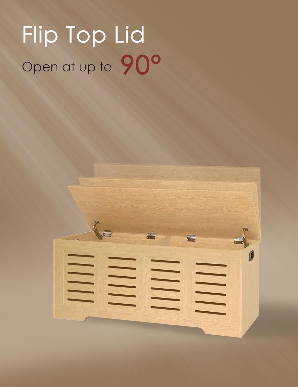 DINZI LVJ Storage Chest, 47.3”Wooden Storage Box with 2 Safety Hinges, Entryway Shoe Bench with Flip-Top, Farmhouse Style Trunk for Living Room, Bedroom, Play Room, Easy Assembly, Natural