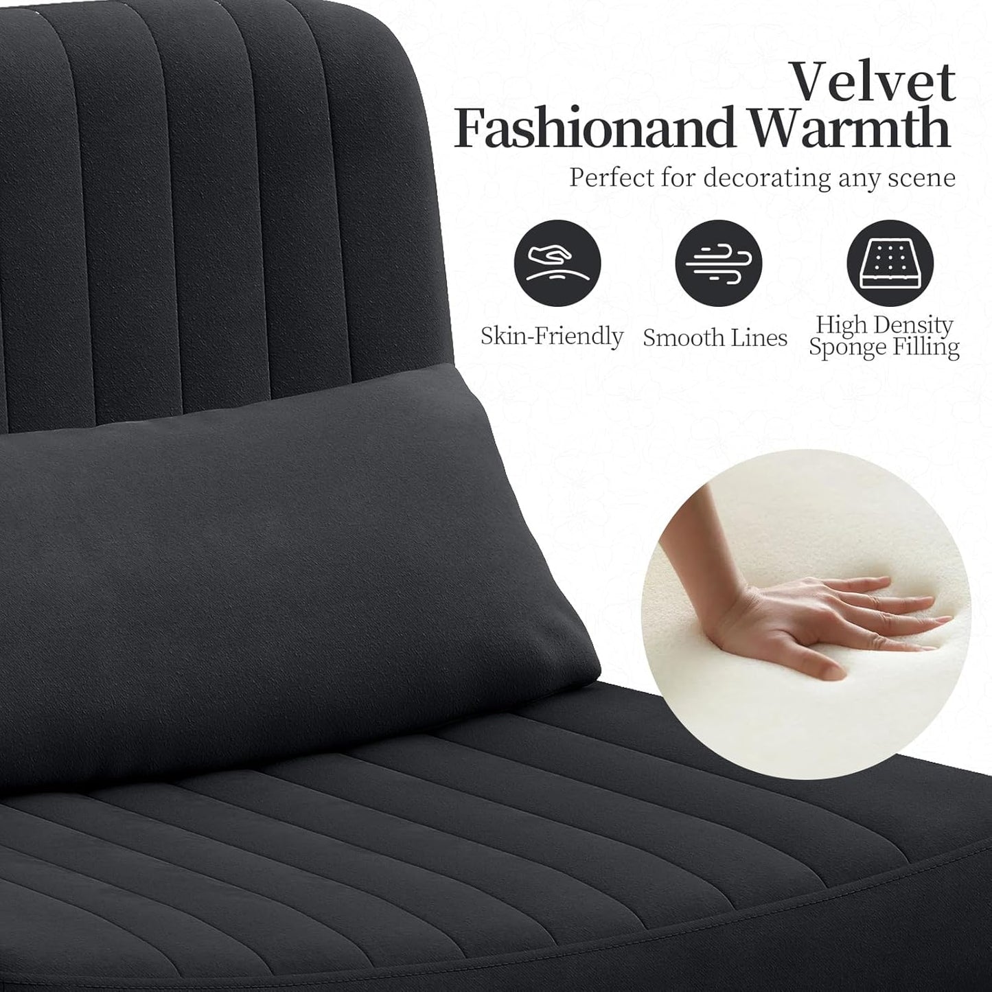 Warmiehomy Criss Cross Office Chair with Wheels, Velvet Cross-Legged Desk Chairs for Home, Height Adjustable Swivel Wide Seat Computer Chair, Morden Vanity Chair for Women, Black