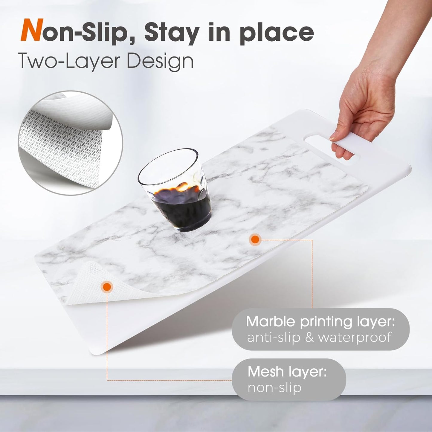 Beautysaid Shelf and Drawer Liner for Kitchen Cabinet, Non Adhesive Non Slip Shelf Paper Waterproof Washable Thickened for Dresser Pantry Shelve Bathroom Protector Liner(Marble,12 in x 10 FT)