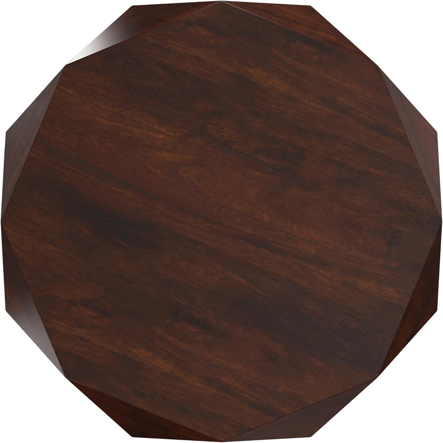 SIMPLIHOME Zayn Coffee Table - 35 inch Wide Solid Acacia Wood Geometric Drum Cocktail Table in Walnut Brown, Modern Living Room Table with Octogon-Shaped Tabletop and Faceted Design, Assembled