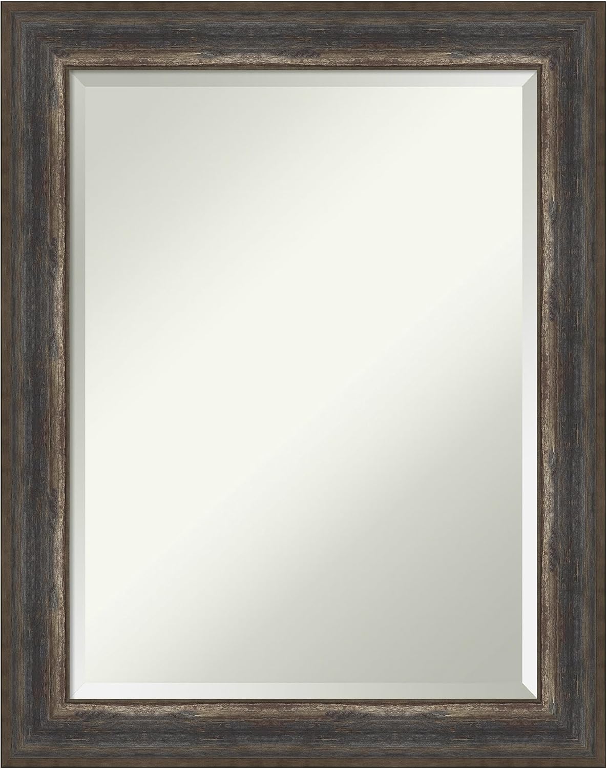 Amanti Art Brown Wall Mirror 29x23 Alta Rustic Char Rectangle Bathroom Mirror for Wall Decor Living Room, Medium Rustic Farmhouse Frame, Hangs Horizonally and Vertically, Bathroom Decor, Beveled Edge