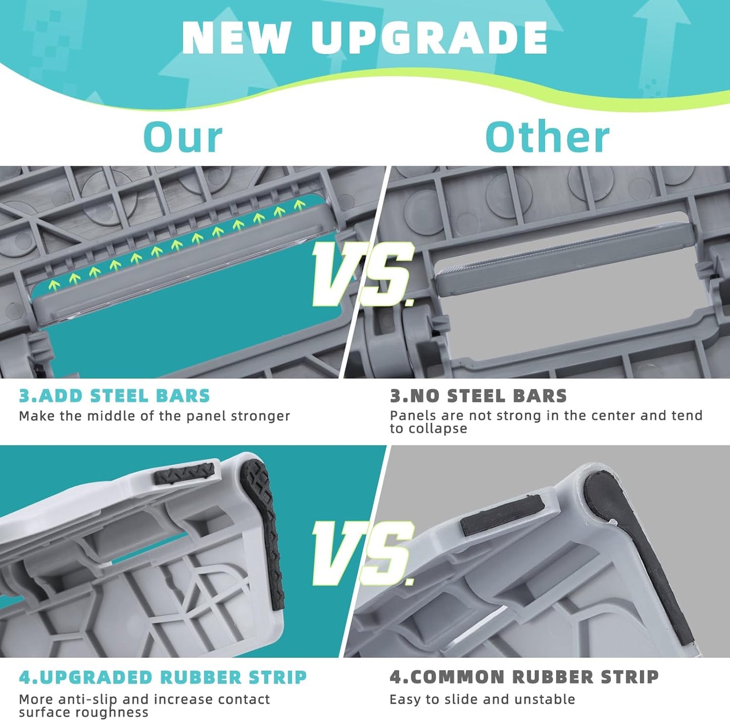 ACSTEP Folding Step Stool 17.5 Inch Heavy Duty Step Stool Foldable for Adults and Kids, Collapsible Stepping Stool with Handle, Non Slip Folding Stools for Kitchen Hold Up to 400lbs (Grey 1PC)