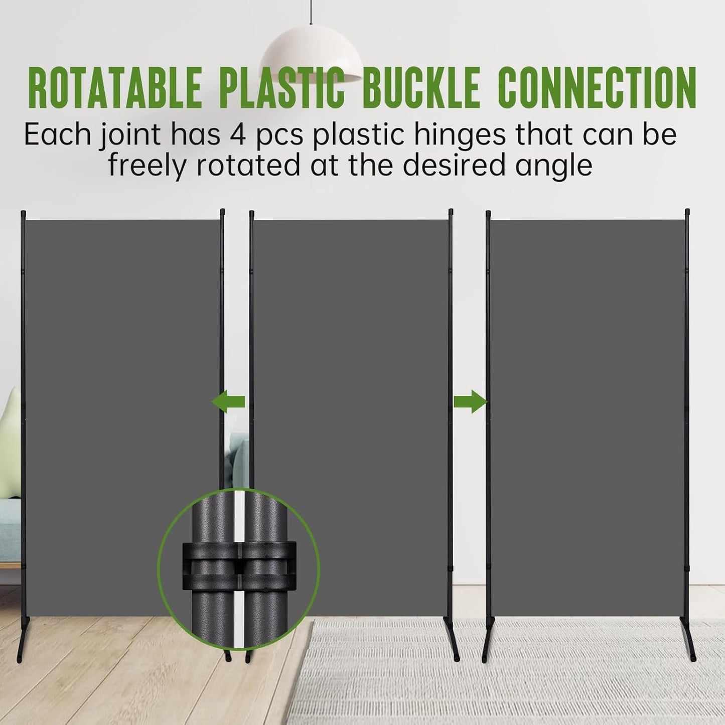 JVVMNJLK Indoor Room Divider, Portable Office Divider, Room Divider Wall Screen 3 Panel, Folding Partition Privacy Screen Walls Dividers for Room Separator 102" W x 71.3" H, Grey