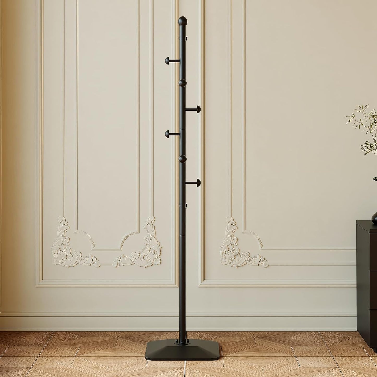 Coat rack,Metal coat hanger stand,Coat Tree freestanding Heavy duty with 8 Hooks and Cast iron base for coats,Hat,scarf,jacket,purse