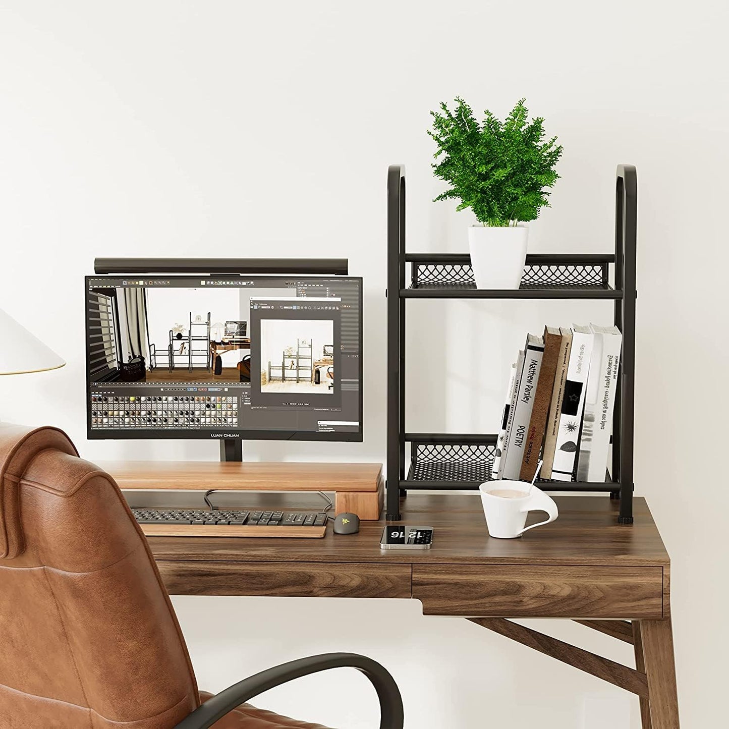 Bookshelf Storage Shelf Bookcase Freestanding Storage Stand for Living Room, Bedroom, Kitchen, Rust Resistance, Easy Assembly Free Combination Multi-Functional Organizer (2 Tiers, Black)