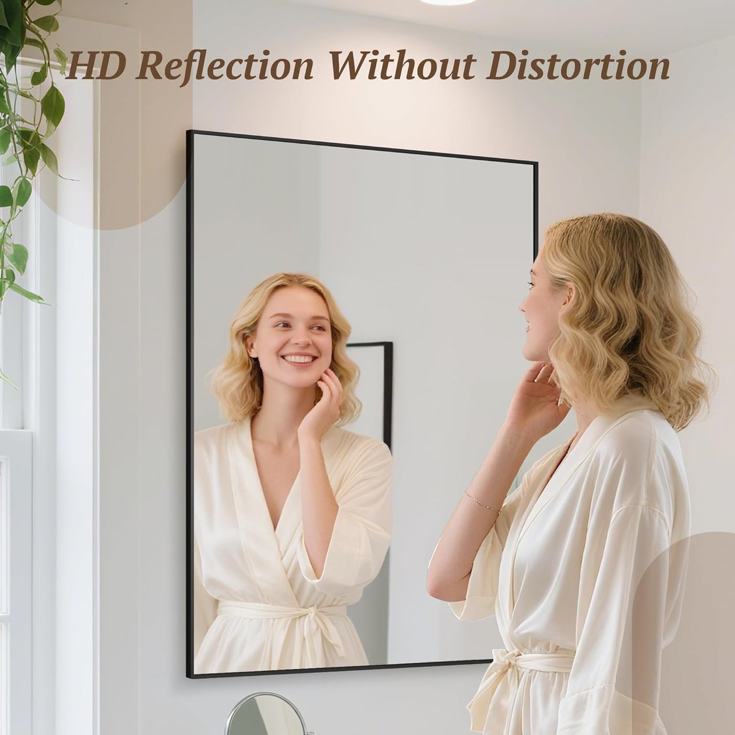 Bathroom Mirror 40" x 30", Large Rectangle Wall Mirror, Black Metal Frame Wall Mounted Mirrors for Bathroom, Vanity, Bedroom, Entryway Decor(Horizontal/Vertical)