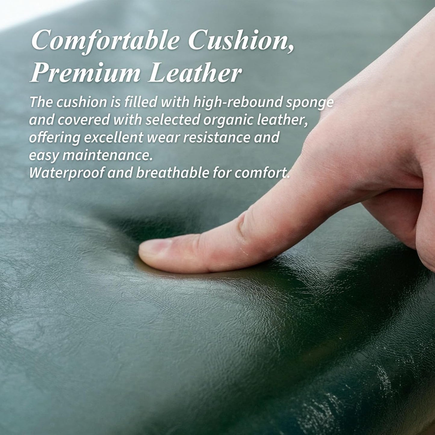 Shoe Bench, Entryway Bench with Leather Cushion, Solid Wood Shoe Rack, Mid Century Modern Bench, Shoe Storage, Shoe Organizer for Entryway (Green, 31.5" W)