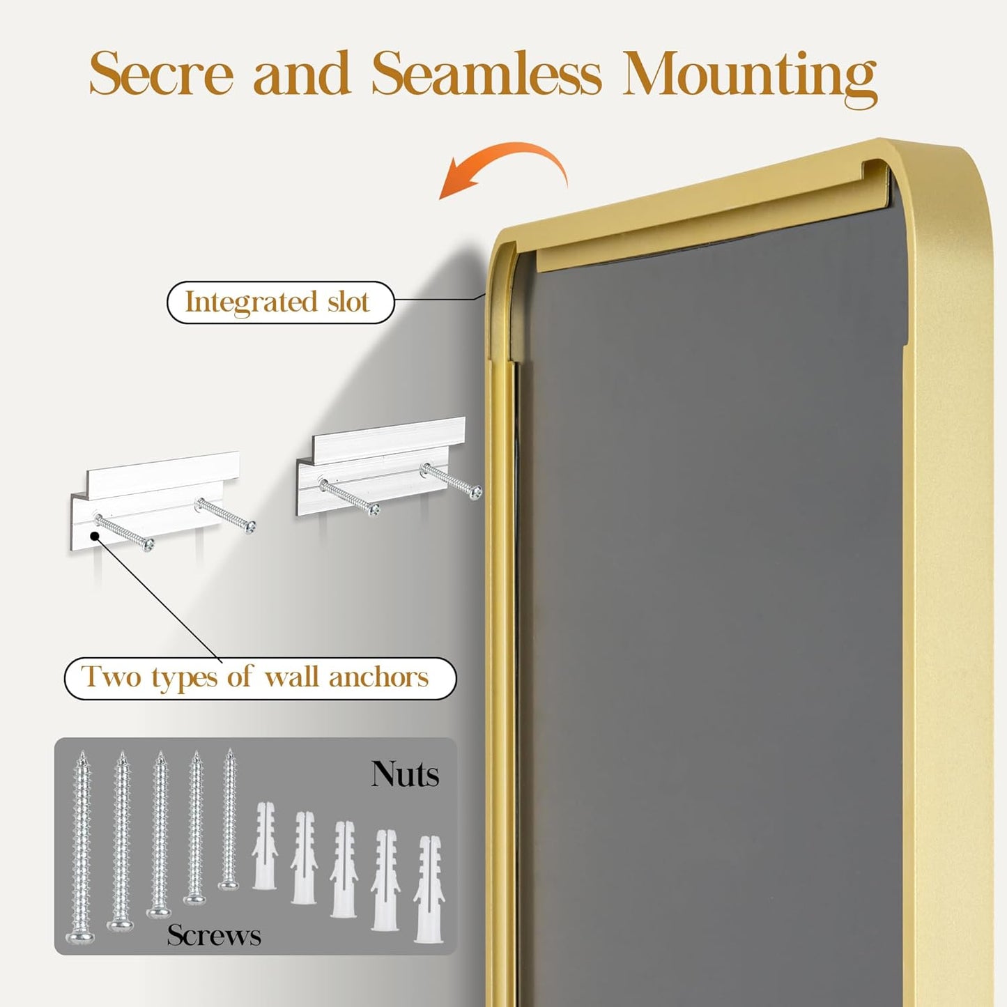 40×32 Gold Bathroom Mirror, Rectangular Bathroom Vanity Mirror for Wall with Rounded Corners & Aluminum Alloy Frame, Tempered-Glass, Modern, Farmhouse, Horizontal/Vertical, Entryway, Bedroom