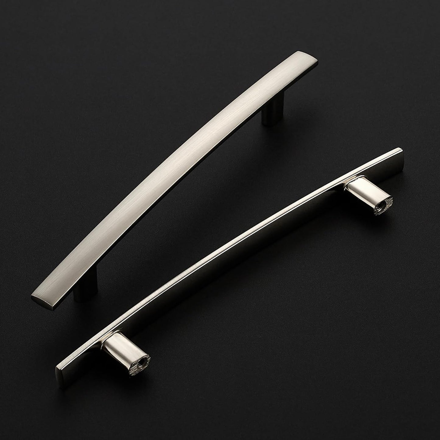 30 Pack Cabinet Handles 5" Hole Center - Curved Cabinet Pulls Brushed Nickel Drawer Pulls for Kitchen Cupboard Solid Hardware for Dresser Drawer Arch Hardware