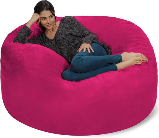 Chill Sack Bean Bag Chair: Giant 5' Memory Foam Furniture Bean Bag - Big Sofa with Soft Micro Fiber Cover - Pink