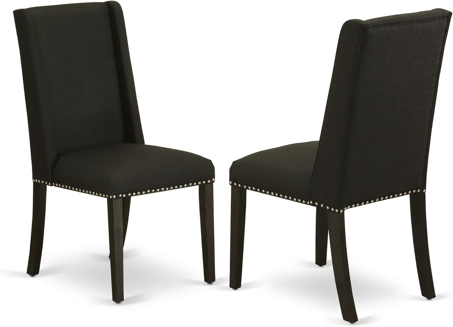 East West Furniture X697FL624-6 6 Piece Dinette Set Contains a Rectangle Dining Table with X-Legs and 4 Black Linen Fabric Parson Chairs with a Bench, 40x72 Inch, Multi-Color