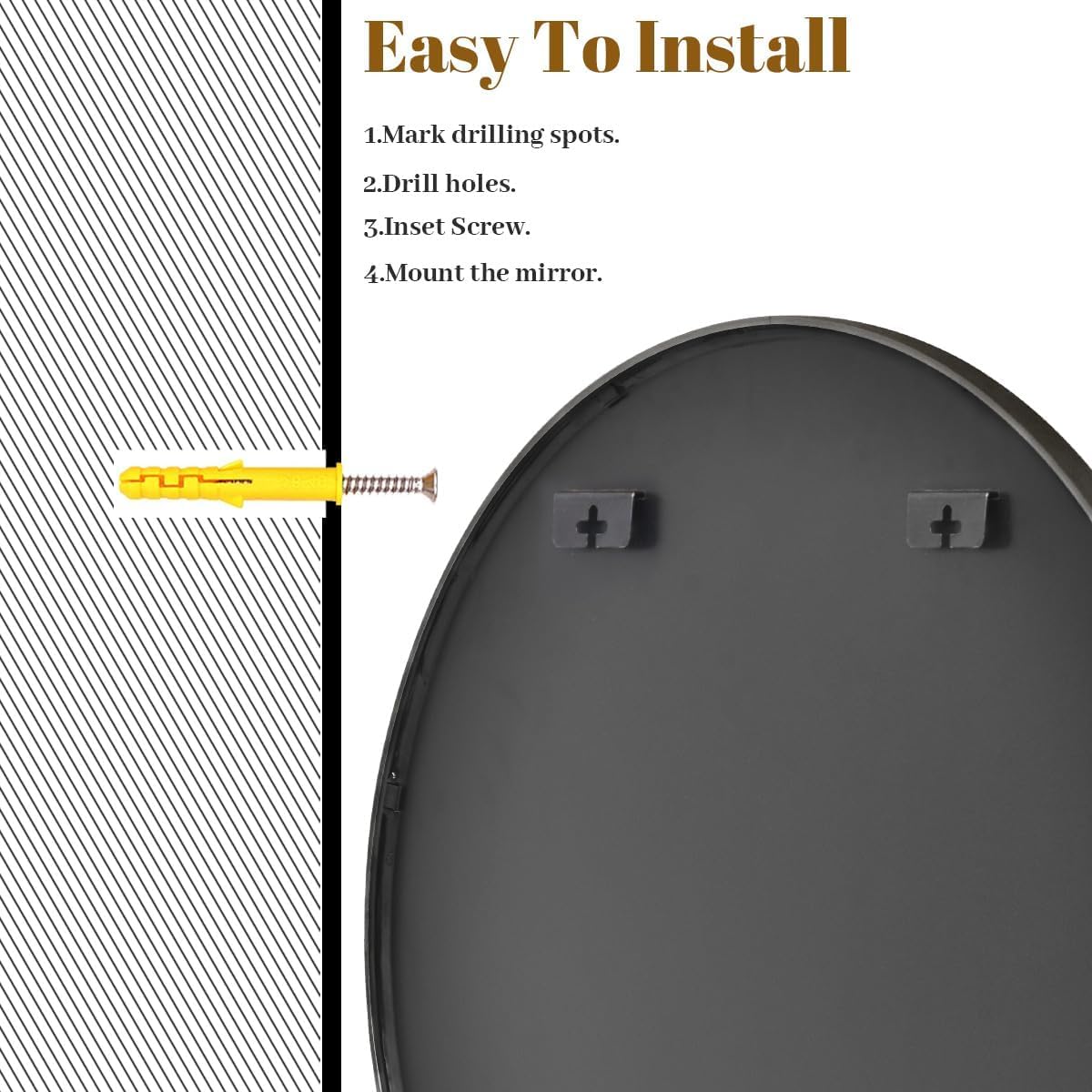 Black Round Bathroom Mirror, 48 inch Large Circle Wall Mounted Hanging Mirror with Simple Modern Circular Metal Frame for Hallway, Entryway, Living Room, Black Frame