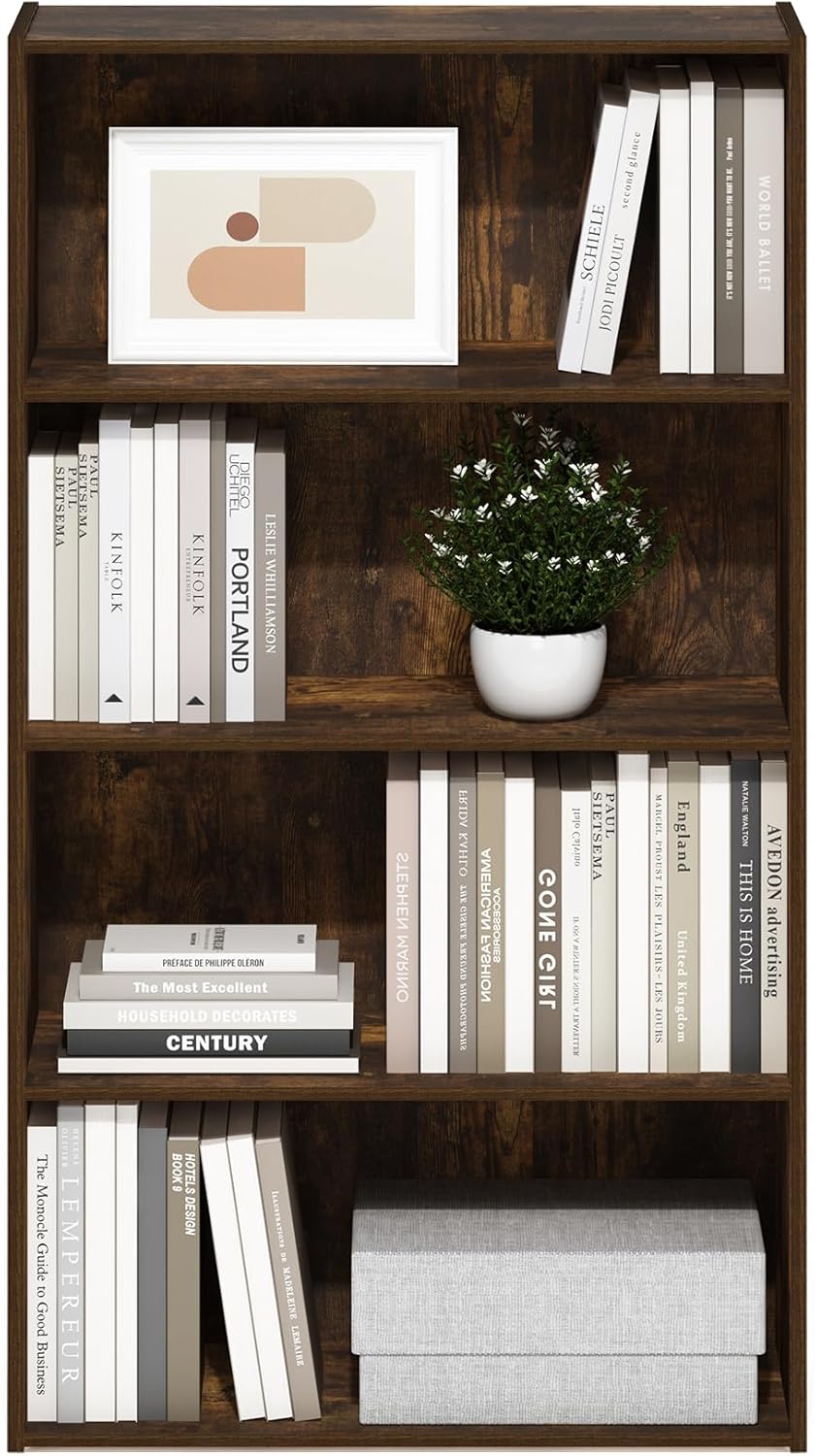 Furinno Pasir 4 Tier Open Shelf, Amber Pine