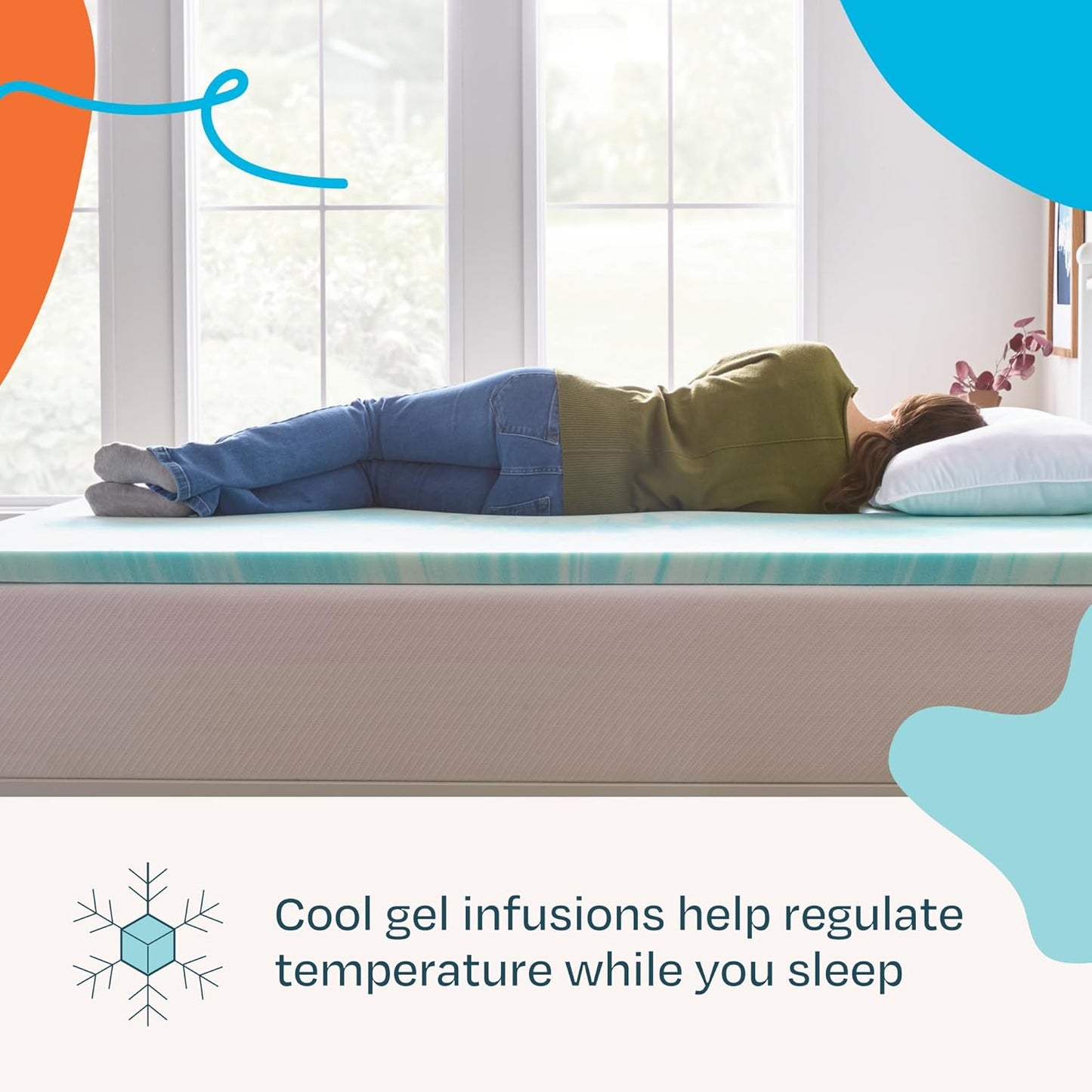 Linenspa 2 Inch Gel Swirl Memory Foam Mattress Topper – Cooling Gel Infused – Pressure Relieving Bed Topper - Mattress Pad – CertiPUR Certified - California King Size