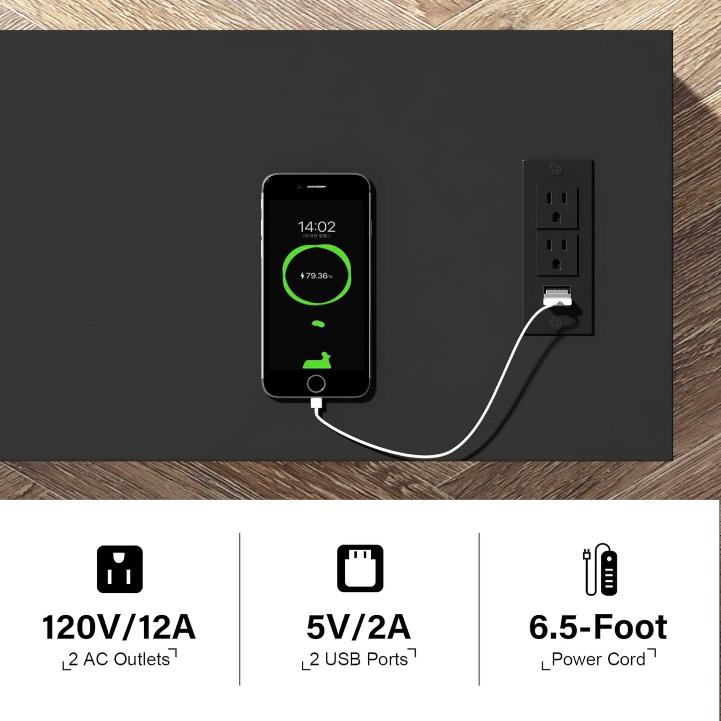 ChooChoo Narrow End Table with Charging Station, Side Table Living Room with USB Ports & Power Outlets and Hidden Drawer, 3-Tier Skinny Nightstand with 2 Open Storage Shelves for Small Place (Black)