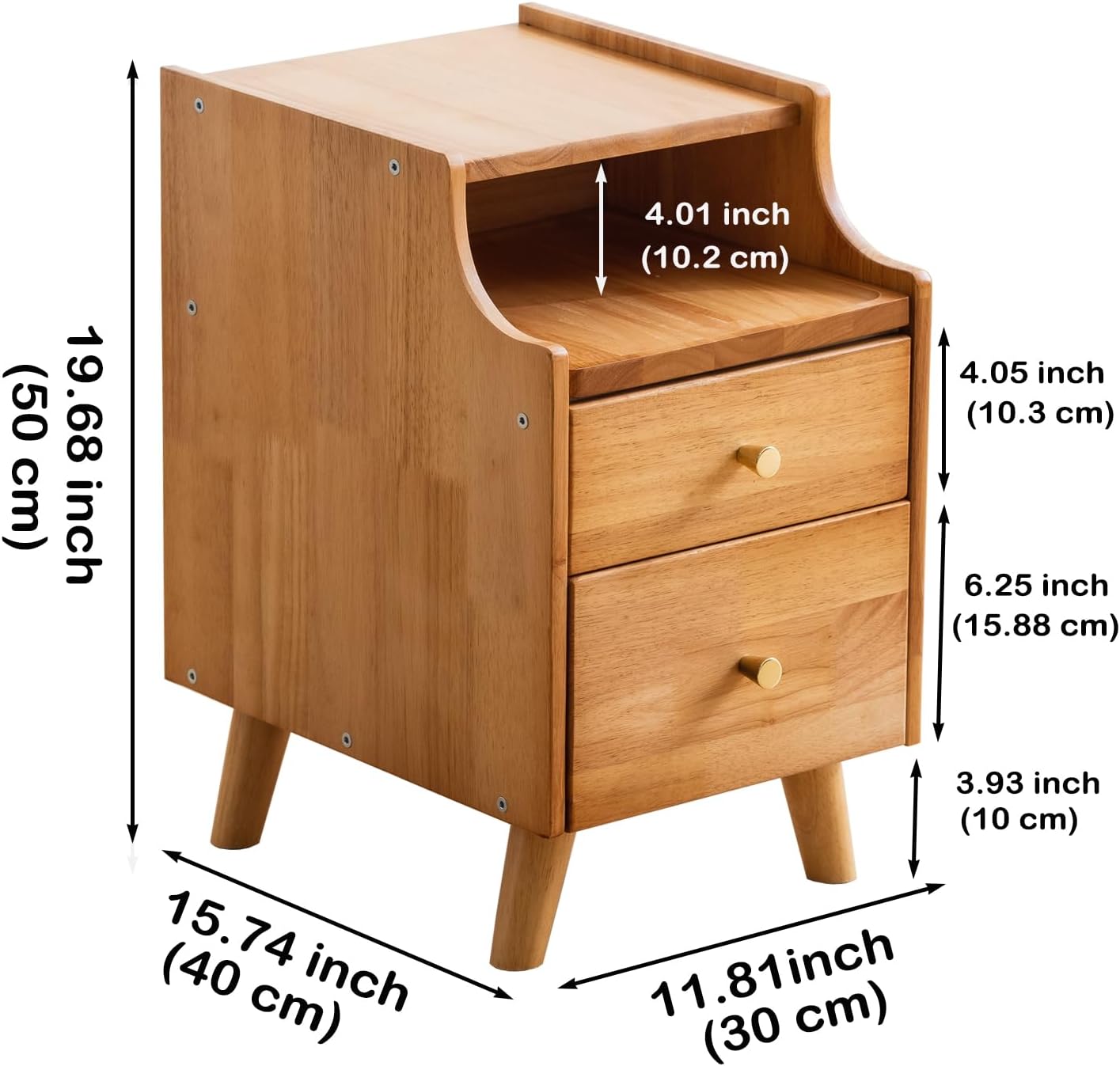 Small Nightstand, Narrow Nightstand, Solid Wood Night Stand, Narrow Side Table for Small Spaces, Couch, Nature Color 11.81 in Wide