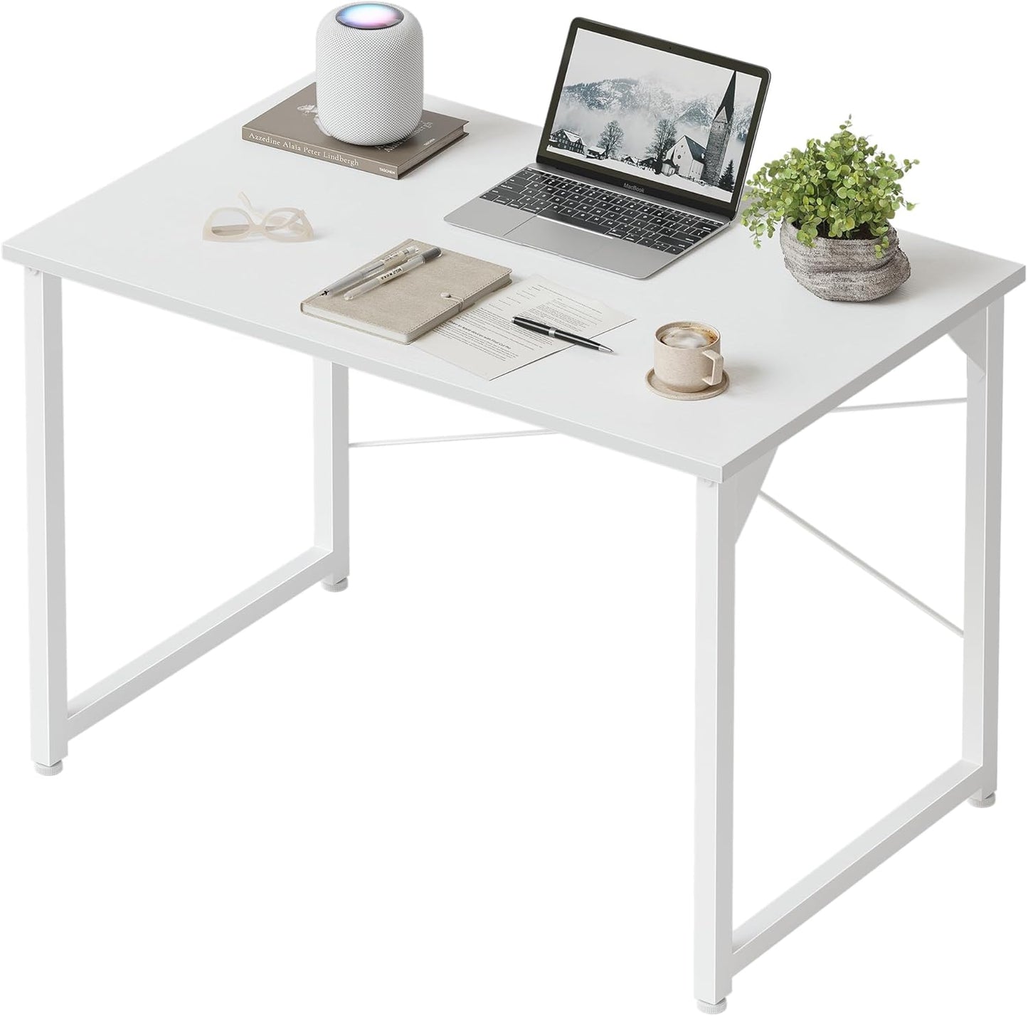 Cubiker Computer Desk, 32 inch Small Home Office Desk for Small Spaces, Modern Simple Style for Home, Office, Pure White