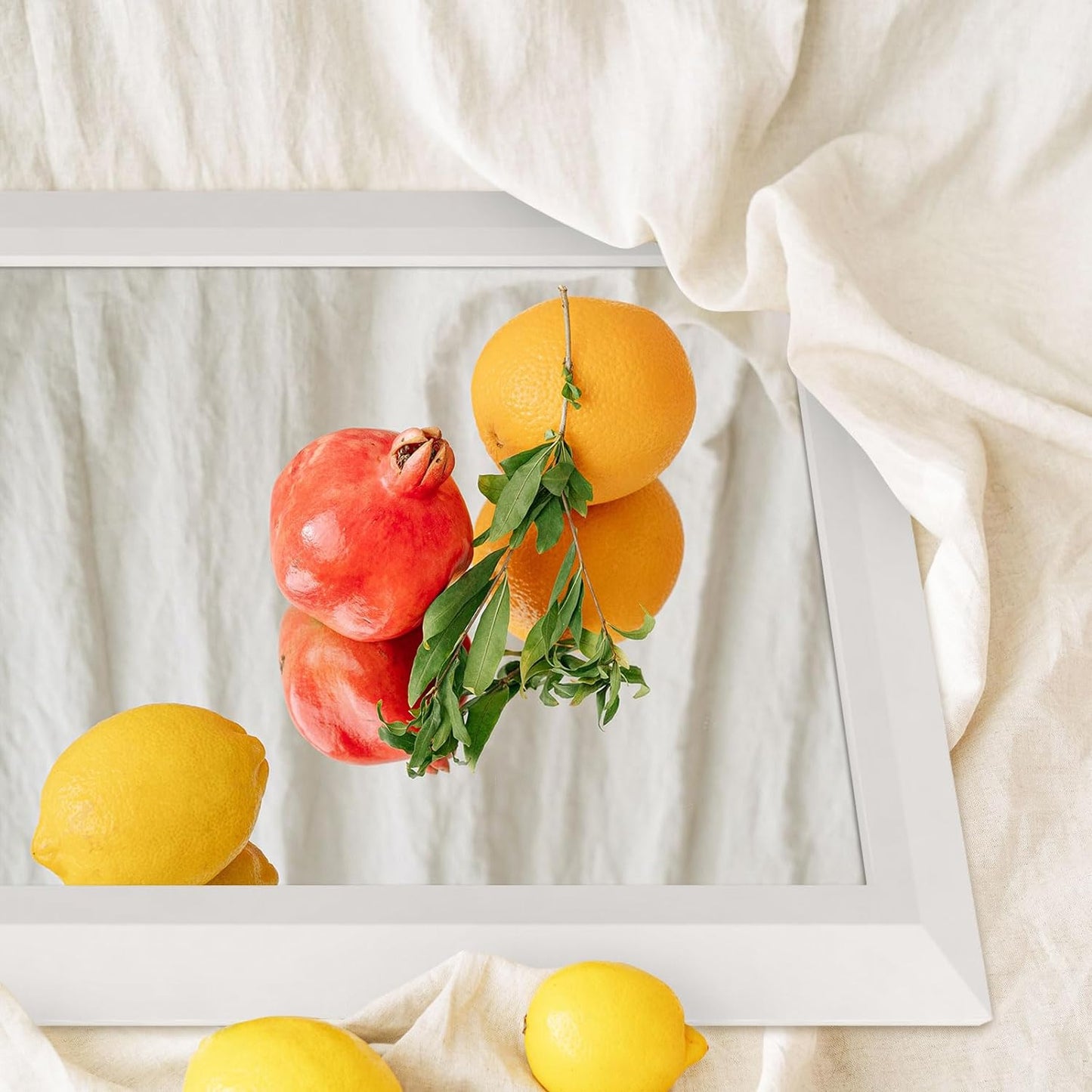 Amorho Bathroom Mirror, 40x36 Inch White Thick Metal Framed Wall Mirrors for Over Sink, Bedroom, Living Room, Entryway, Rectangle Wall-Mounted Mirrors(Horizontal/Vertical).