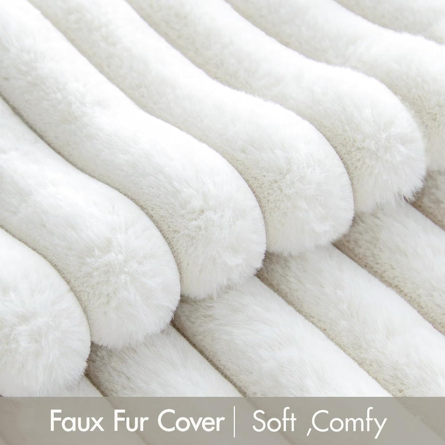 Trenda Super Comfy Lazy Sofa Chair, Soft Faux Fur Accent Chair for Living Room, Lounge Armless Floor Couch for Bedroom, Cozy Modern Single Sofa with Mememory Foam to Reading, Gaming (White)