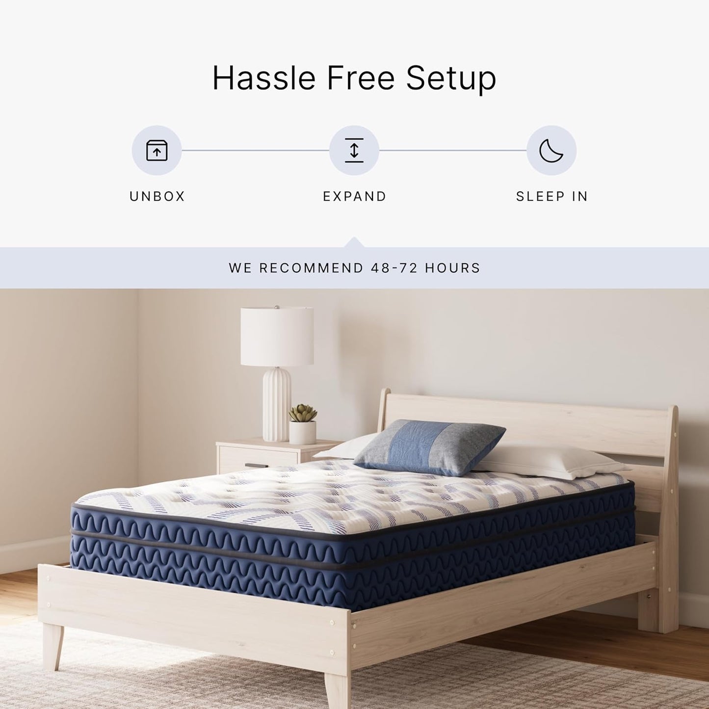 Signature Design by Ashley Full Size Stack 12 Inch Hybrid Medium Plush Cooling Gel Infused Memory Foam Mattress for Pressure Relief, Fiberglass Free, Mattress in A Box