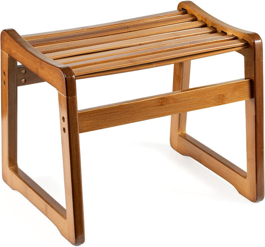 Bamboo Step Stool for Kids - Foot Rest Shoe Changing Stool for Living Room, Bedroom, Garden Leisure, Outdoor (Brown)