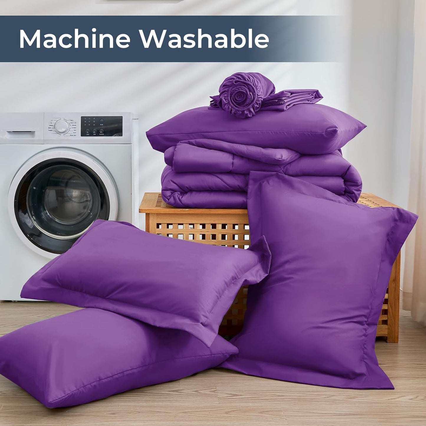 HEVUMYI Purple Full Comforter Set - 7-Piece All Season Bed in a Bag Full, Ultra Soft Bedding Set with Comforter, Flat Sheet, Fitted Sheet, Pillowcases, Pillow Shams