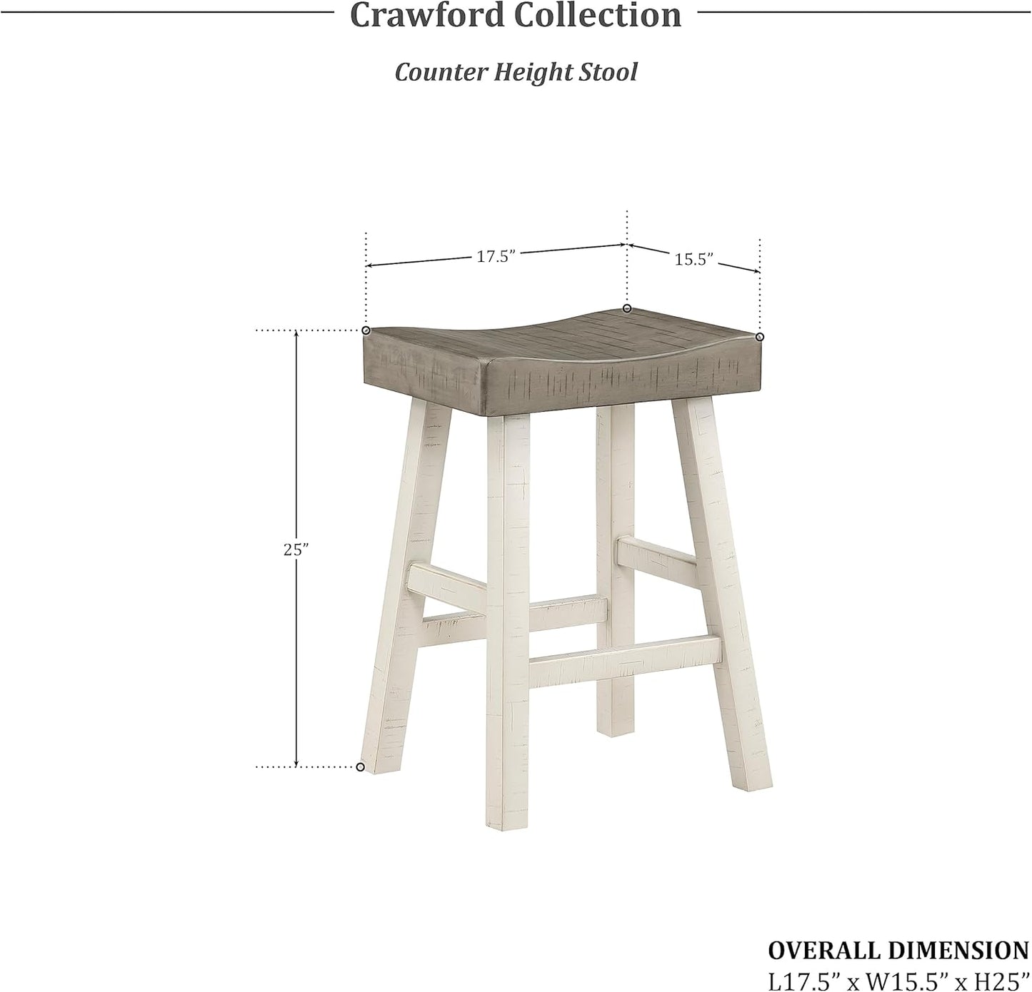 Lexicon Saddle Bar Stools Set of 2 Barstools with Footrest, Armless Dining Chairs for Kitchen Island, Breakfast Nook, Living Room, Counter Height, White/Coffee