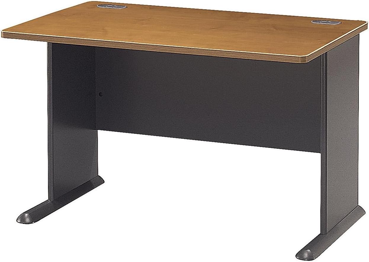 Bush Business Furniture Series A 48W Computer Desk in Natural Cherry and Slate, Small Office Table for Home or Professional Workspace