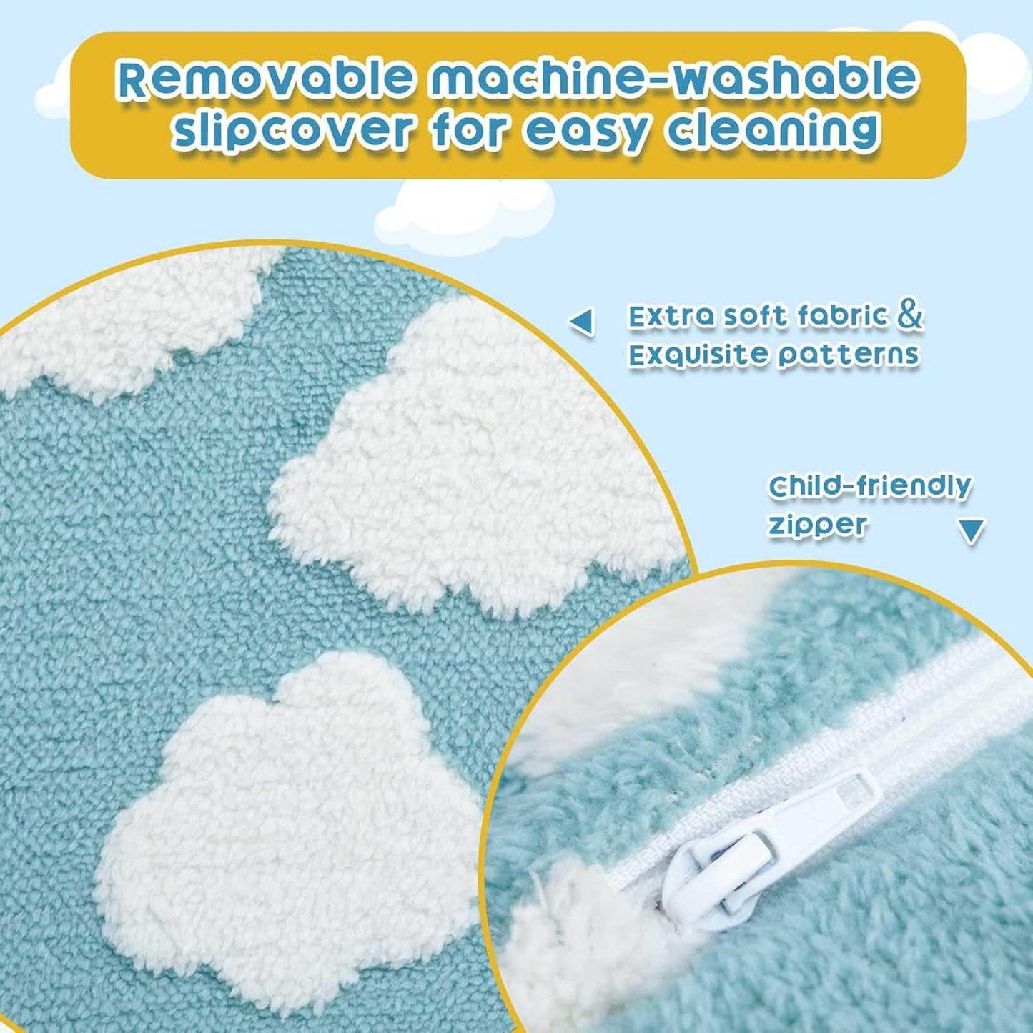 ALIMORDEN Kids 2-in-1 Flip Out Ultra-Soft Snuggle Foam Filled Chair, Blue