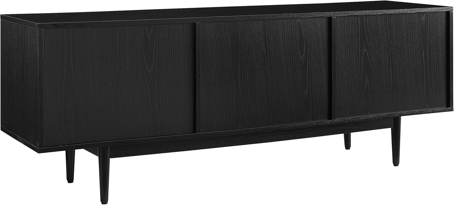 Crosley Furniture Liam Large Vinyl Record Storage TV Stand and Entertainment Center, Media Console, Black