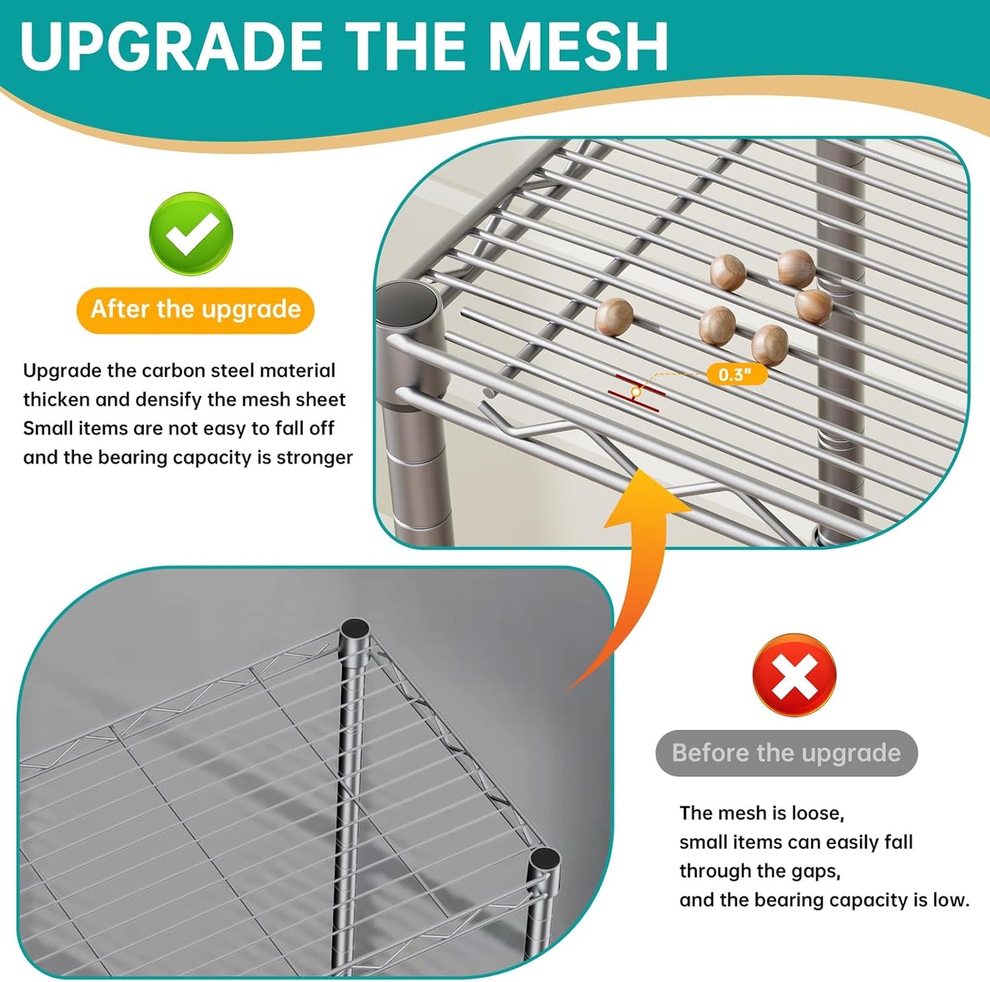 SINGAYE 5 Tier Shelf Wire Shelving Adjustable Storage Shelves Rack Standing Units for Kitchen Closet Laundry Bathroom Organizers Metal Pantry Narrow Mesh Gaps 10" D x 16" W x 55" H Gray