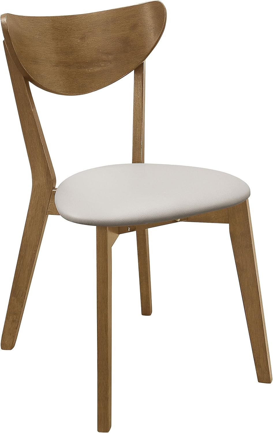 Coaster Home Furnishings Kersey Mid Century Modern Set of 2 Wood Dining Side Chairs Curved Back Padded Tan Faux Leather Polyurethane Upholstered Seat Cushion Chestnut Brown 103062