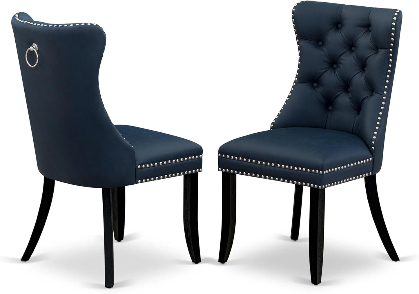 East West Furniture WEDA7-BLK-29 7 Piece Dining Table Set Includes a Rectangle Kitchen Table with Butterfly Leaf and 6 Polyester Fabric Padded Chairs, 42x60 Inch, Black